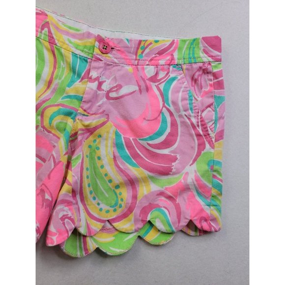 Lilly Pulitzer Buttercup Short All Nighter Women's 00 Scalloped Hem Flamingo 5" - Picture 4 of 11